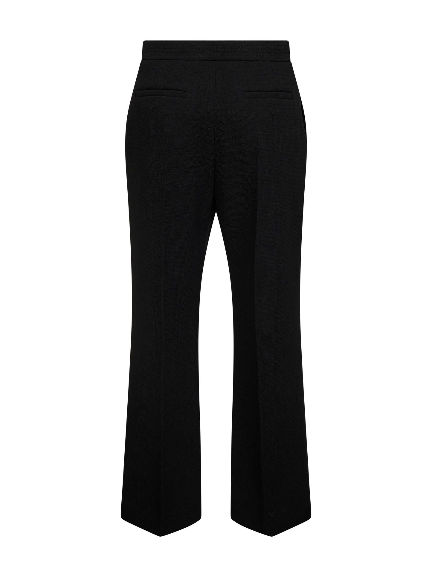 Black Wool Crepe flared trousers
