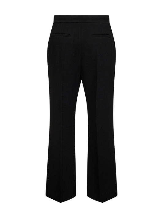 Black Wool Crepe flared trousers