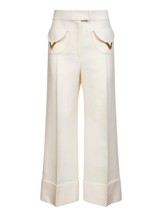 Ivory Crepe Couture trousers
