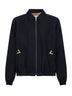 Navy blue wool blend Valentino bomber jacket with V Gold