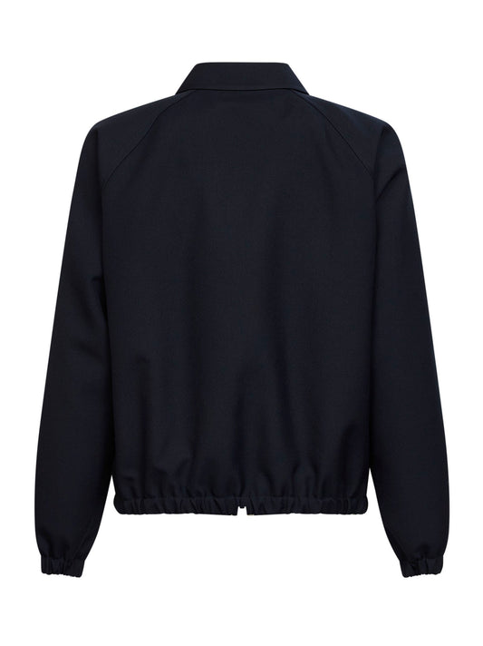 Navy blue wool blend Valentino bomber jacket with V Gold