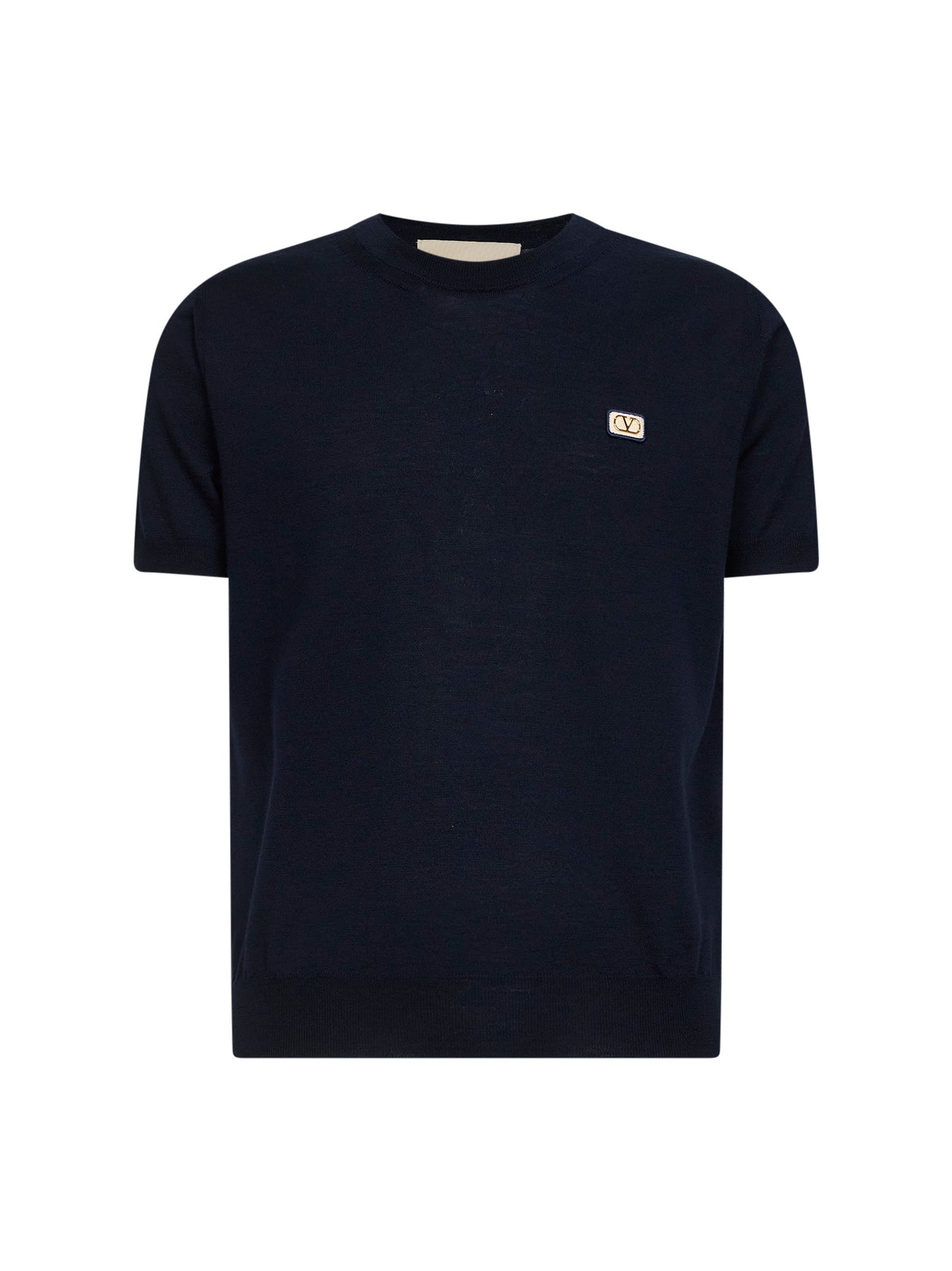 Maglia Valentino in lana blu navy con Vlogo patch