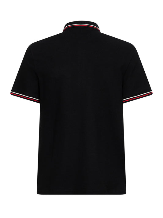 Black cotton pique polo shirt with Vlogo patch
