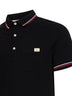 Polo in piquet di cotone nero con Vlogo patch