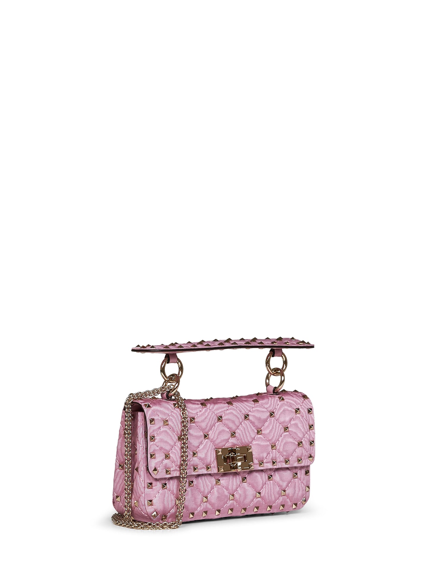 Pink Rockstud Spike small crossbody bag<BR/>