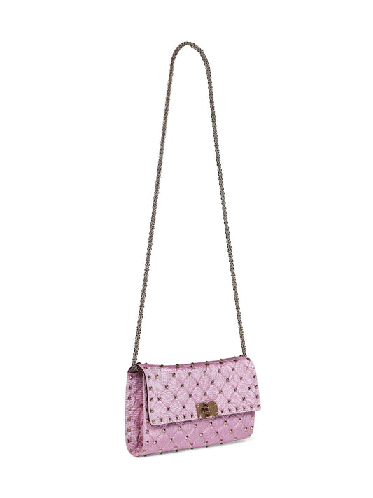 Borsa a tracolla Valentino Garavani Rockstud Spike rosa rododendro
