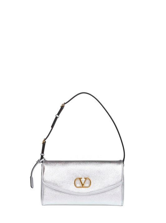 Borsa piccola a spalla Valentino Garavani DeVain argento