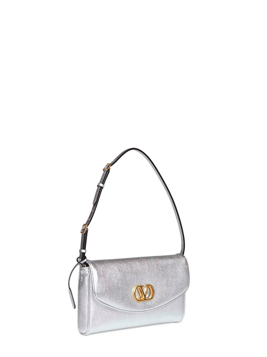 Borsa piccola a spalla Valentino Garavani DeVain argento