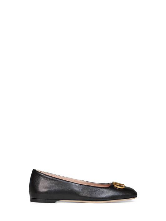 Ballerine VLogo Signature in nappa nera<BR/>