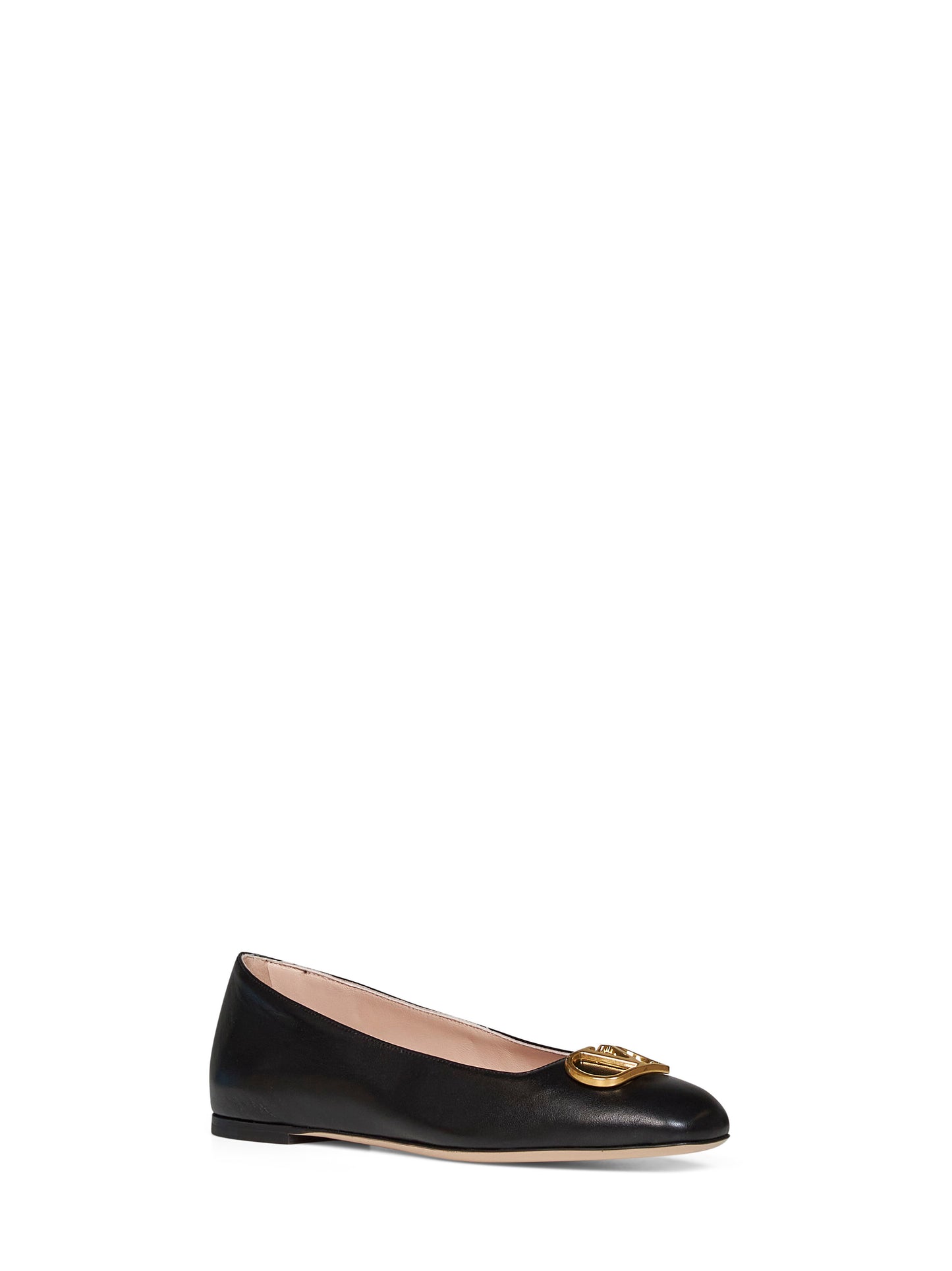 Ballerine VLogo Signature in nappa nera<BR/>