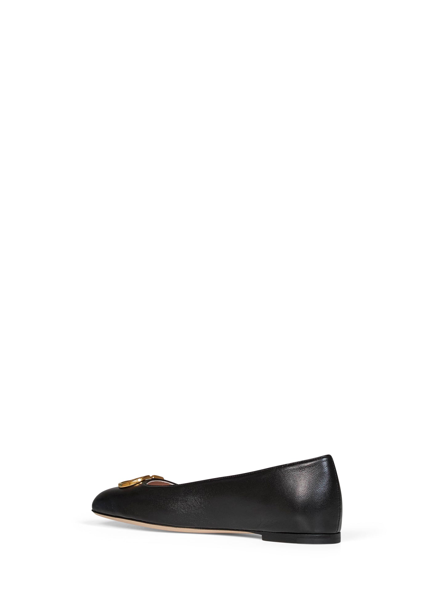 Ballerine VLogo Signature in nappa nera<BR/>