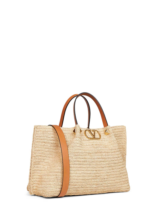 Borsa shopping media Valentino Garavani naturale