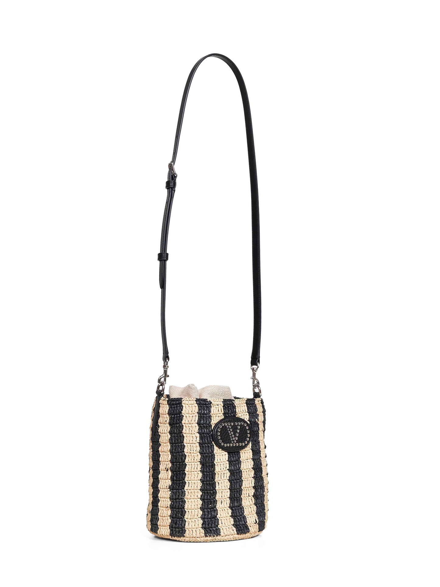 Borsa piccola a secchiello Valentino Garavani naturale e nero