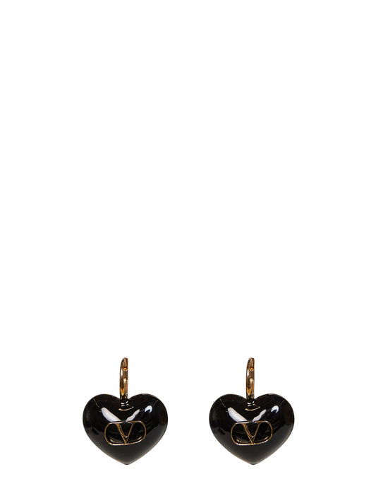 Gold and black metal and enamel Coeur Royal earrings