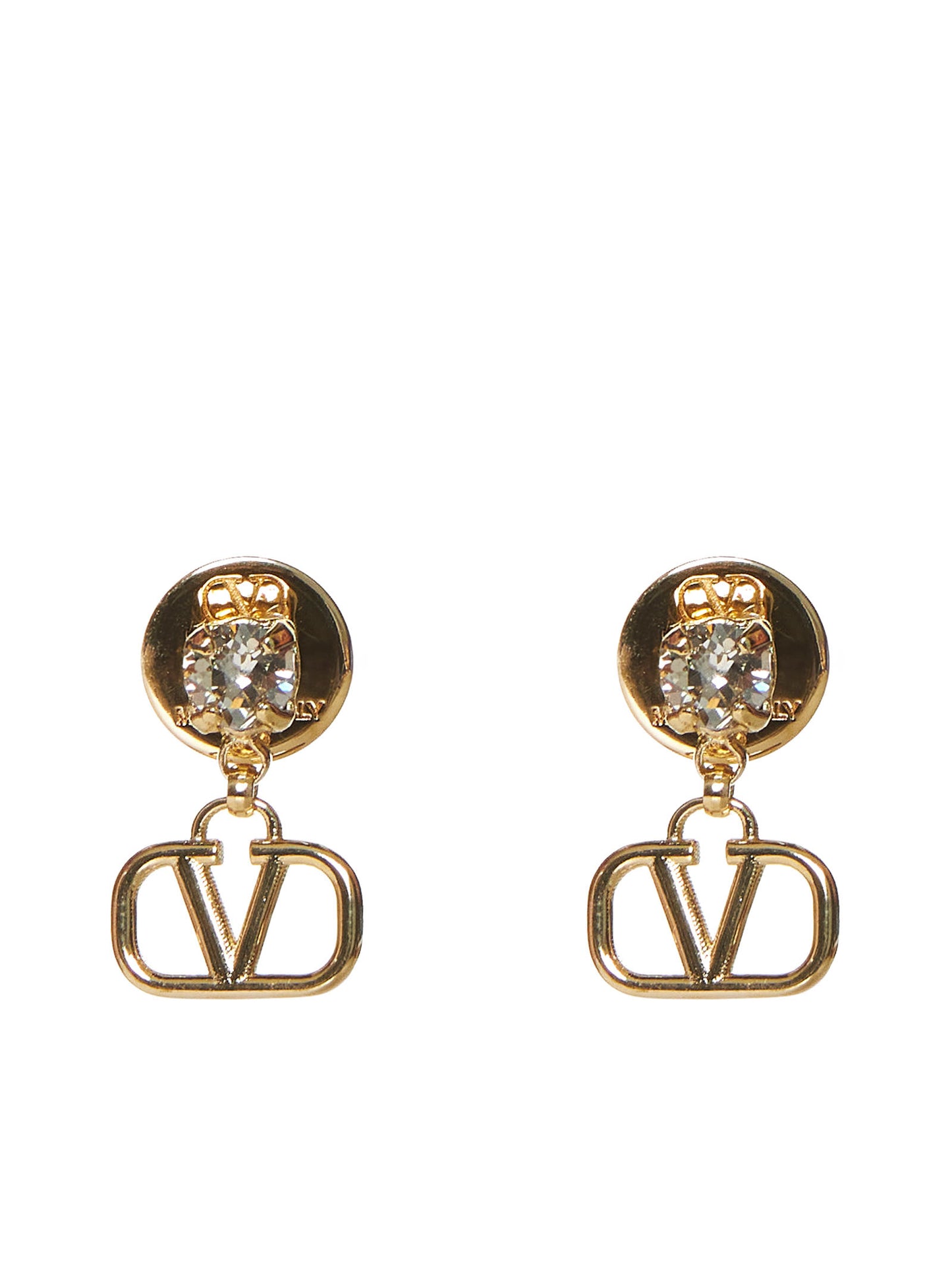 Gold-Tone VLogo Signature Earrings with Silver Swarovski Crystals