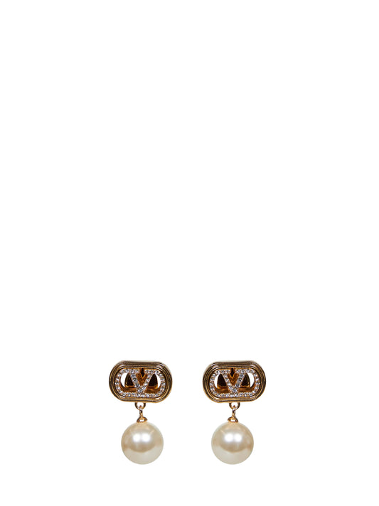 Metal and pearls and crystals Ovalette earrings