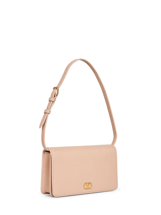 Rose sand Vlogo Signature mini shoulder bag<BR/>
