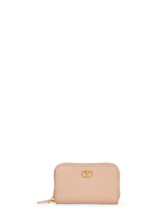 Rose sand VLogo Signature mini wallet