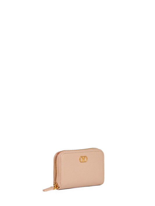 Rose sand VLogo Signature mini wallet