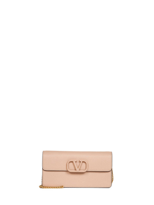 Portafoglio con catena Vlogo Signature sabbia rosa