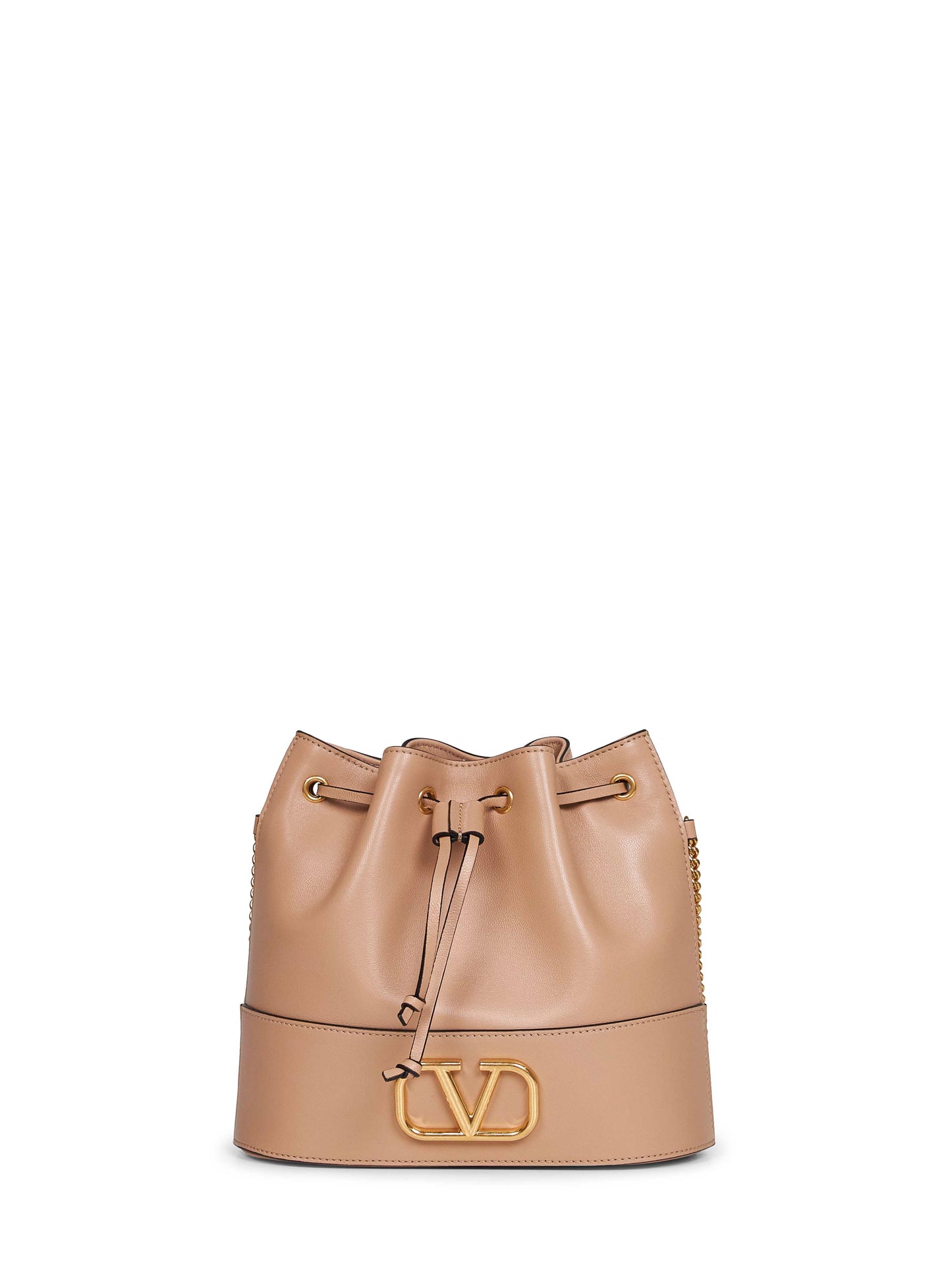 Rose sand VLogo Signature mini bucket bag