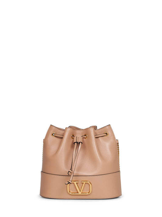 Rose sand VLogo Signature mini bucket bag