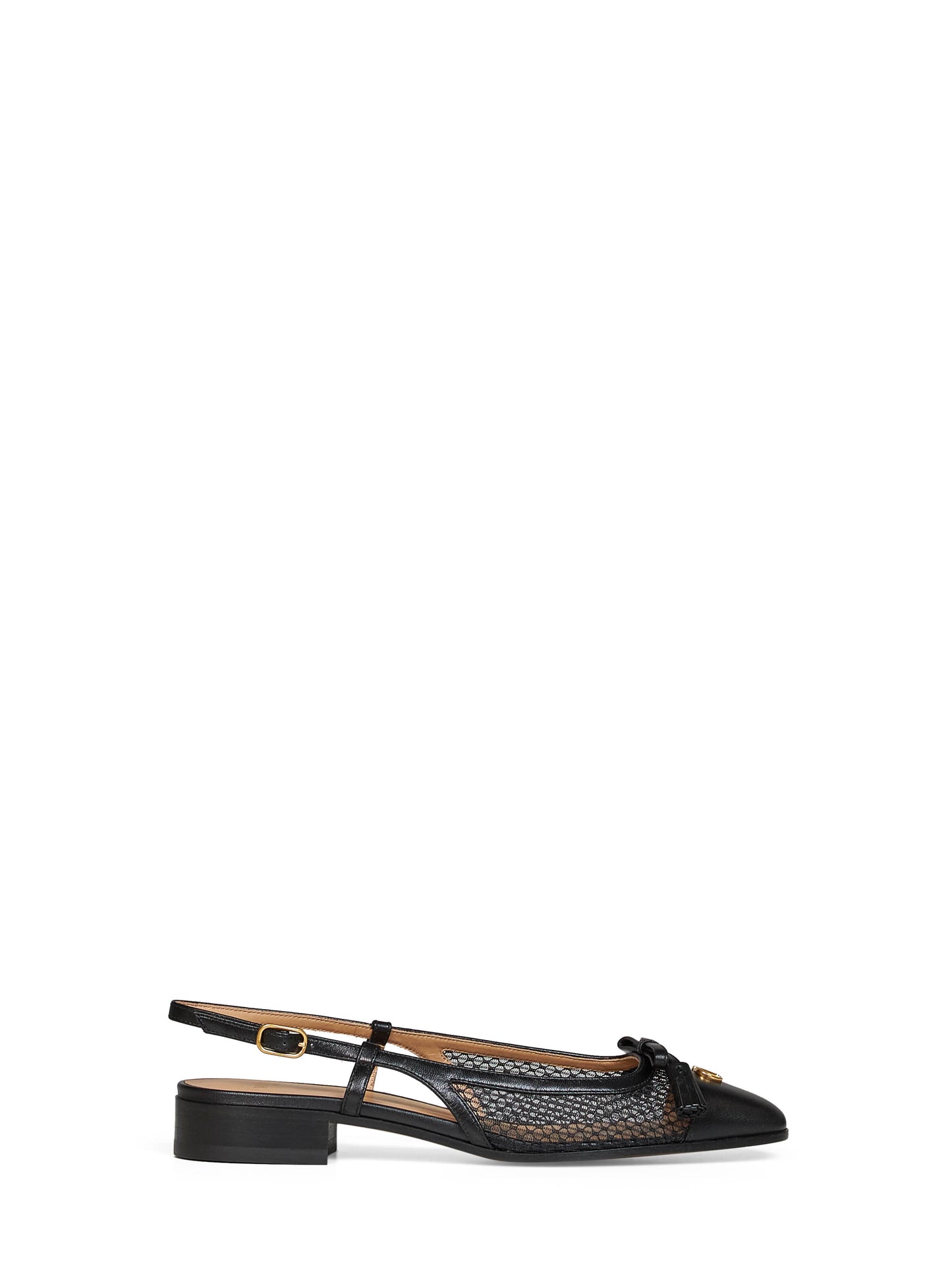 Ballerine slingback Valet Du Roi 25mm in rete e capretto nero