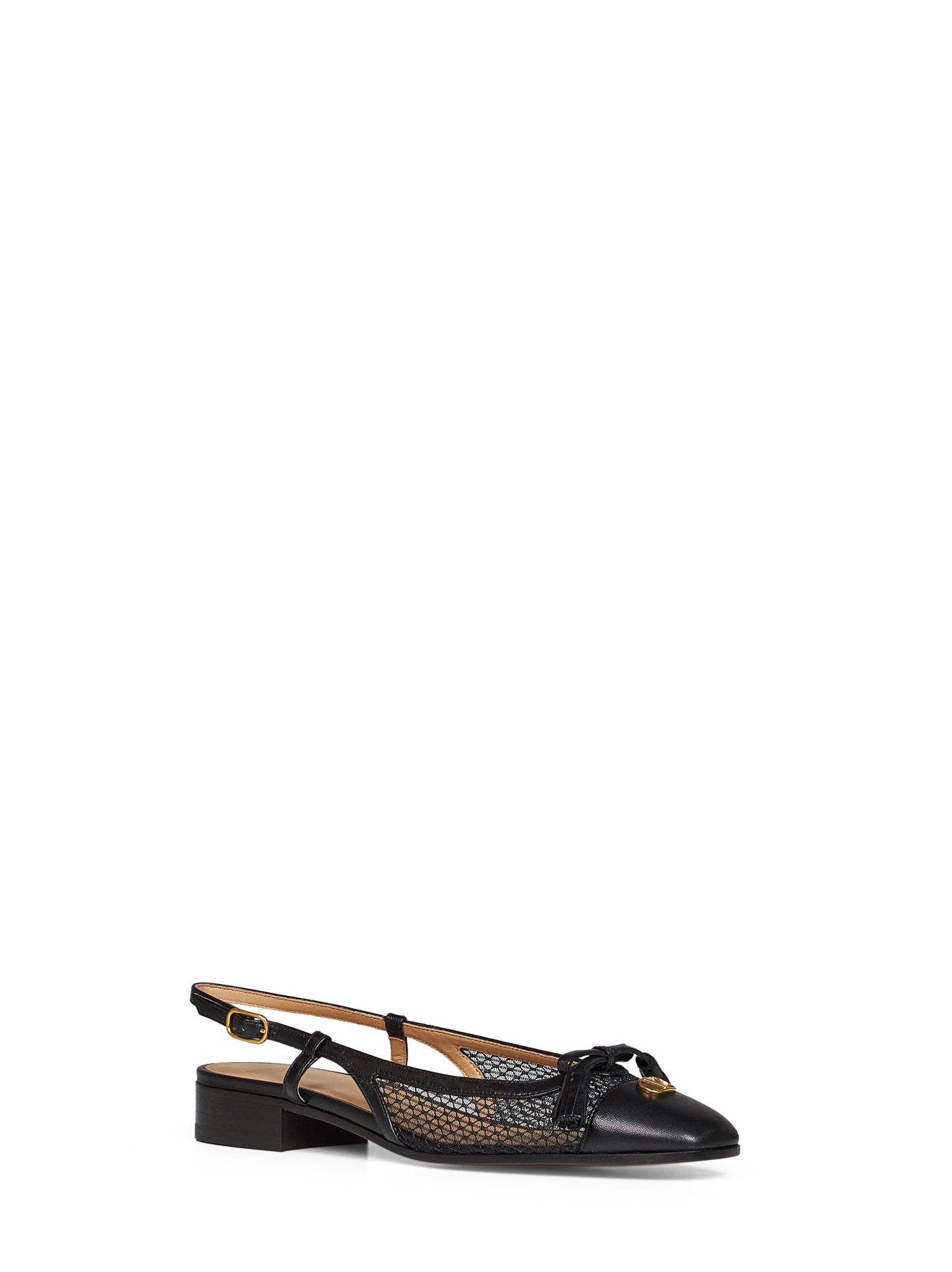 Ballerine slingback Valet Du Roi 25mm in rete e capretto nero