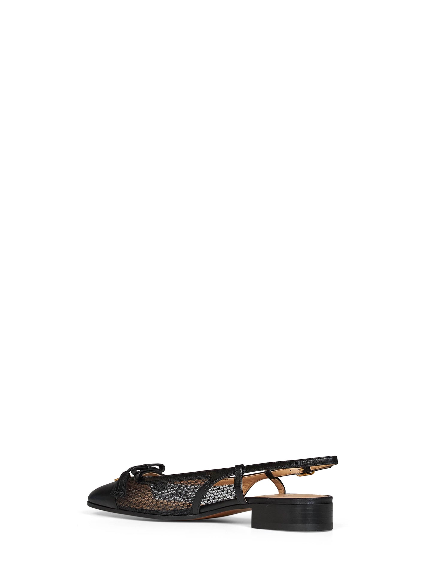 Ballerine slingback Valet Du Roi 25mm in rete e capretto nero
