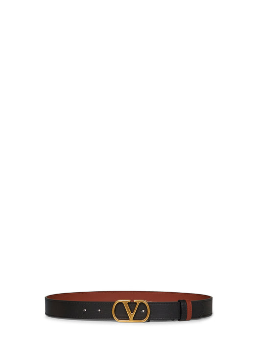 Black and deep caramel VLogo Signature reversible belt