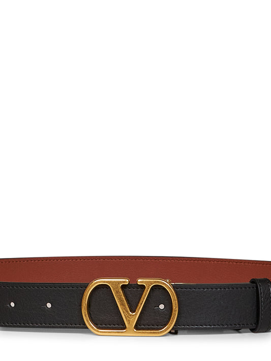 Black and deep caramel VLogo Signature reversible belt