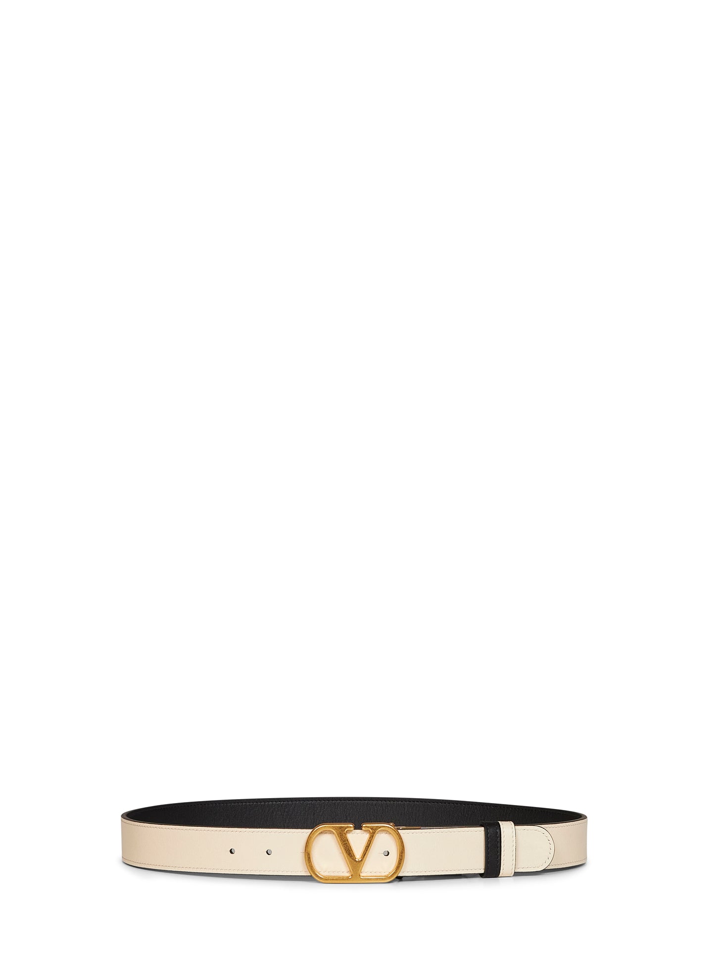 Cintura reversibile VLogo Signature nero e burro