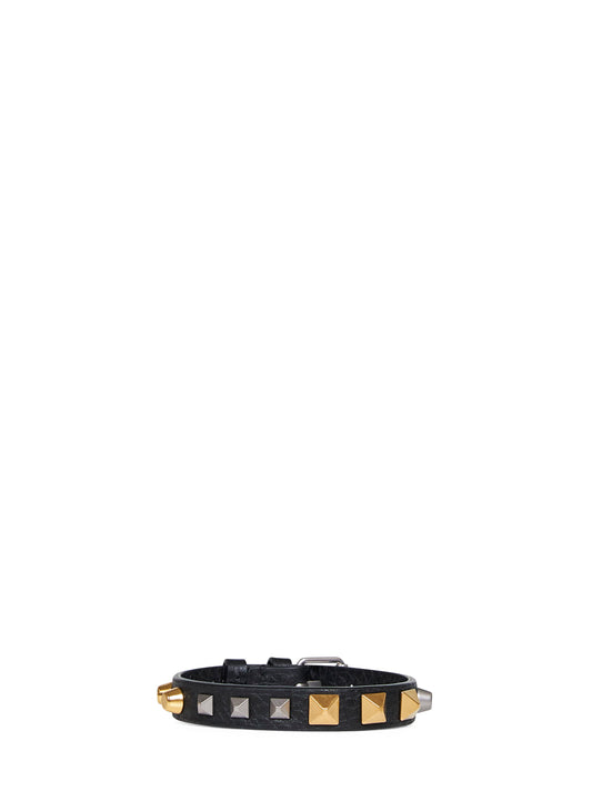 Bracciale Rockstud in pelle nera