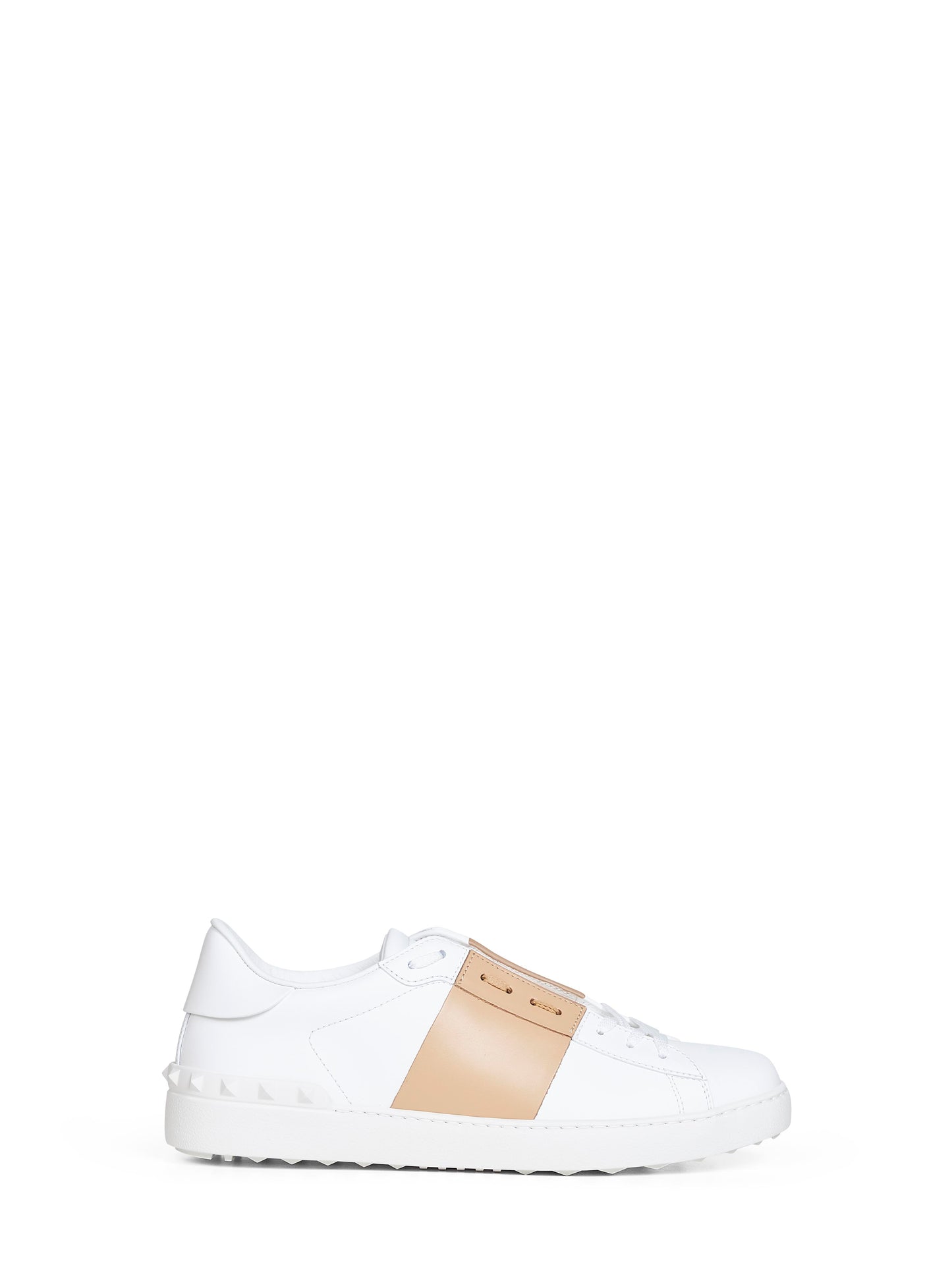 White and sahara calfskin leather Open sneakers