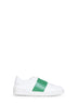 White and green calfskin leather Open sneakers