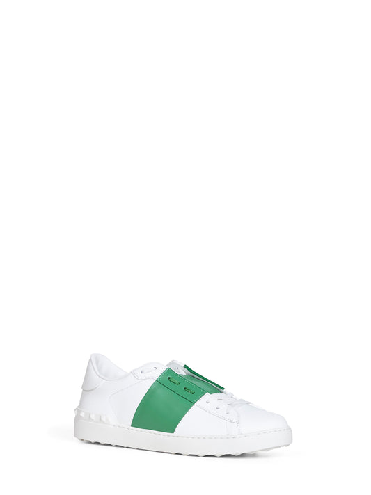 Sneakers Open in vitello bianco e verde