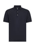 Polo in piquet di cotone e seta blu
