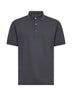 Grey cotton and silk pique polo shirt