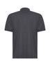 Grey cotton and silk pique polo shirt