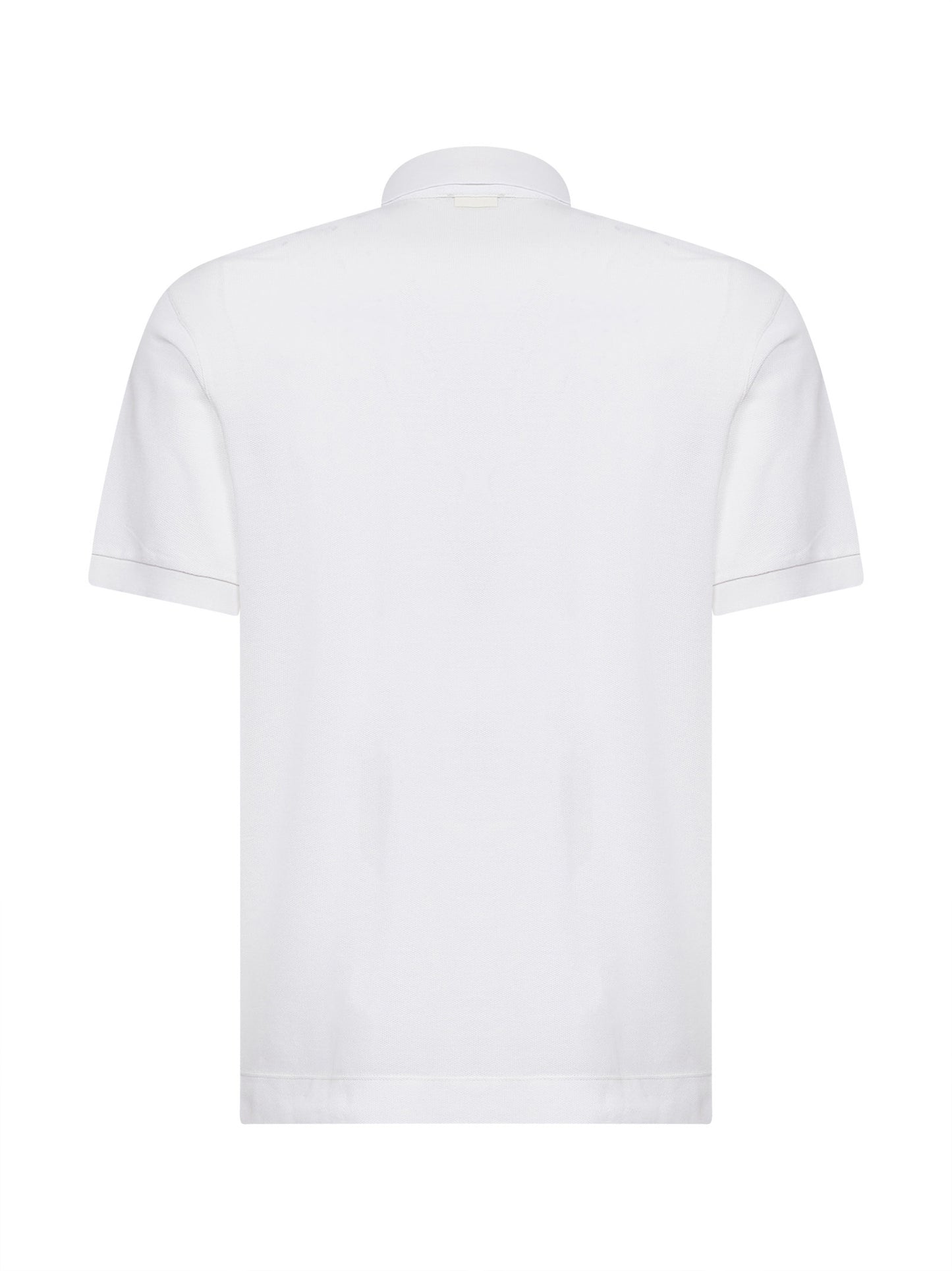 White cotton and silk pique polo shirt