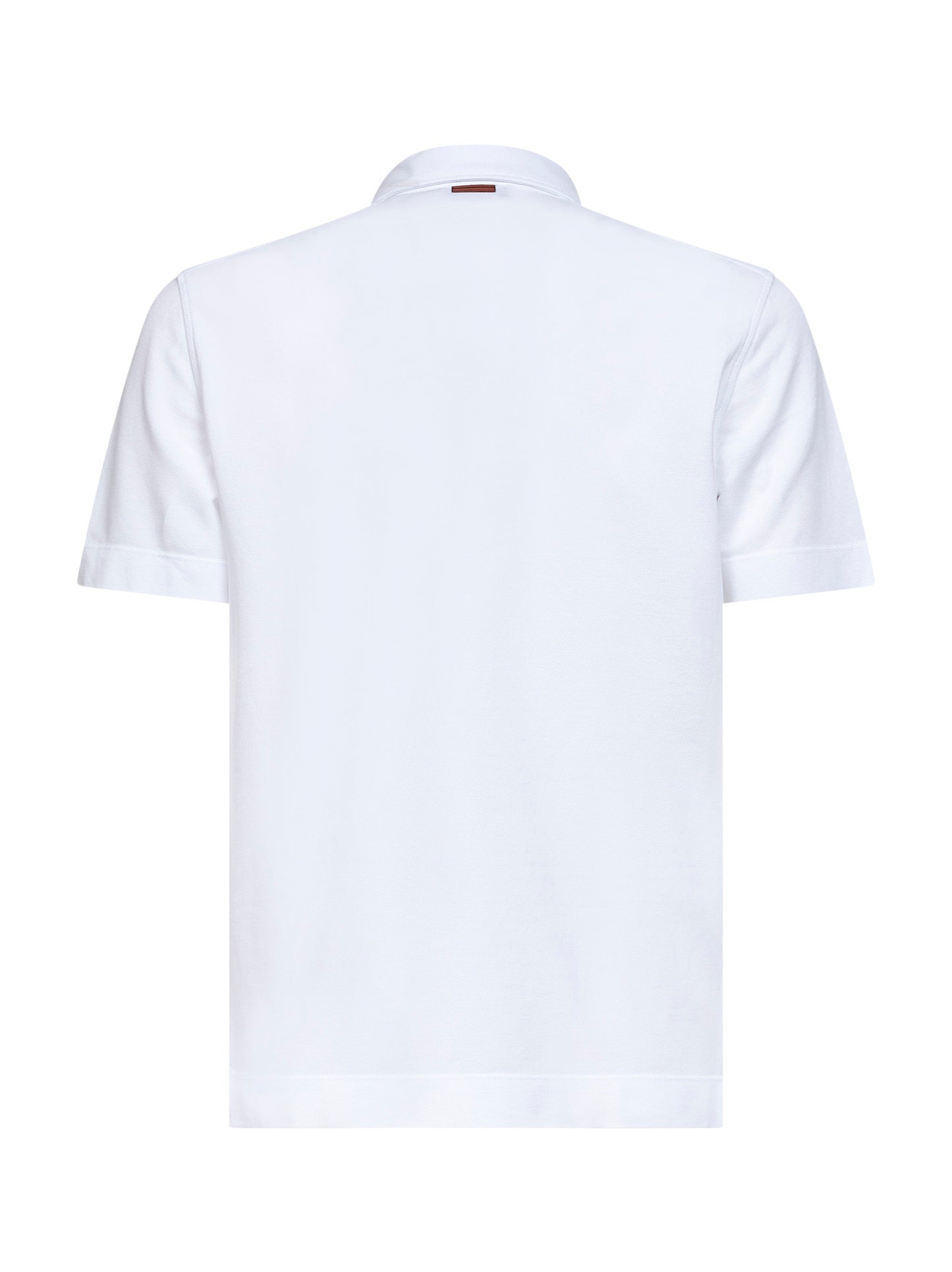 Polo con taschino in piquet di cotone bianco