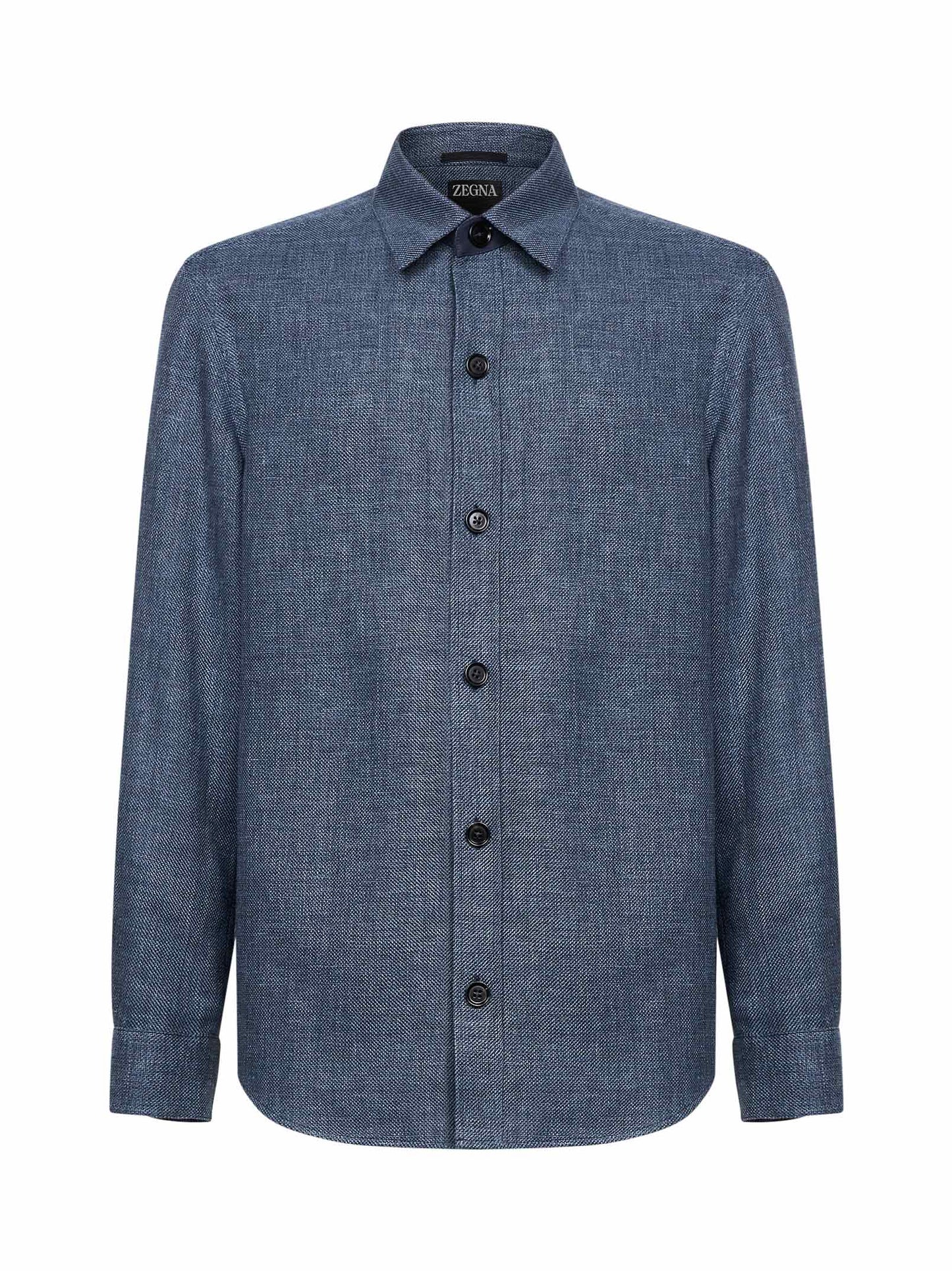 Dark indigo blue cashmere and linen and silk overshirt