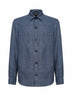 Dark indigo blue cashmere and linen and silk overshirt