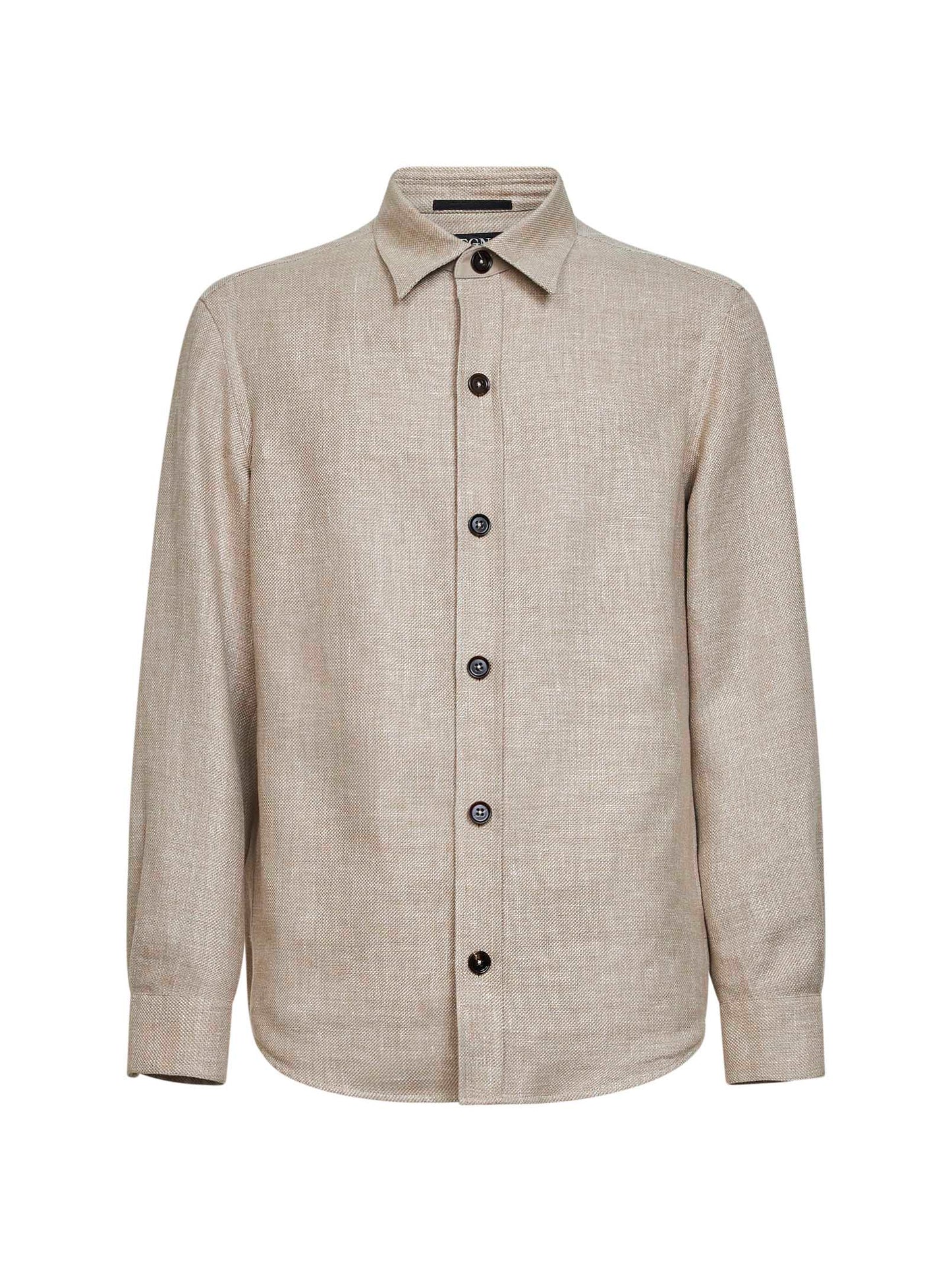 Light beige cashmere and linen and silk overshirt