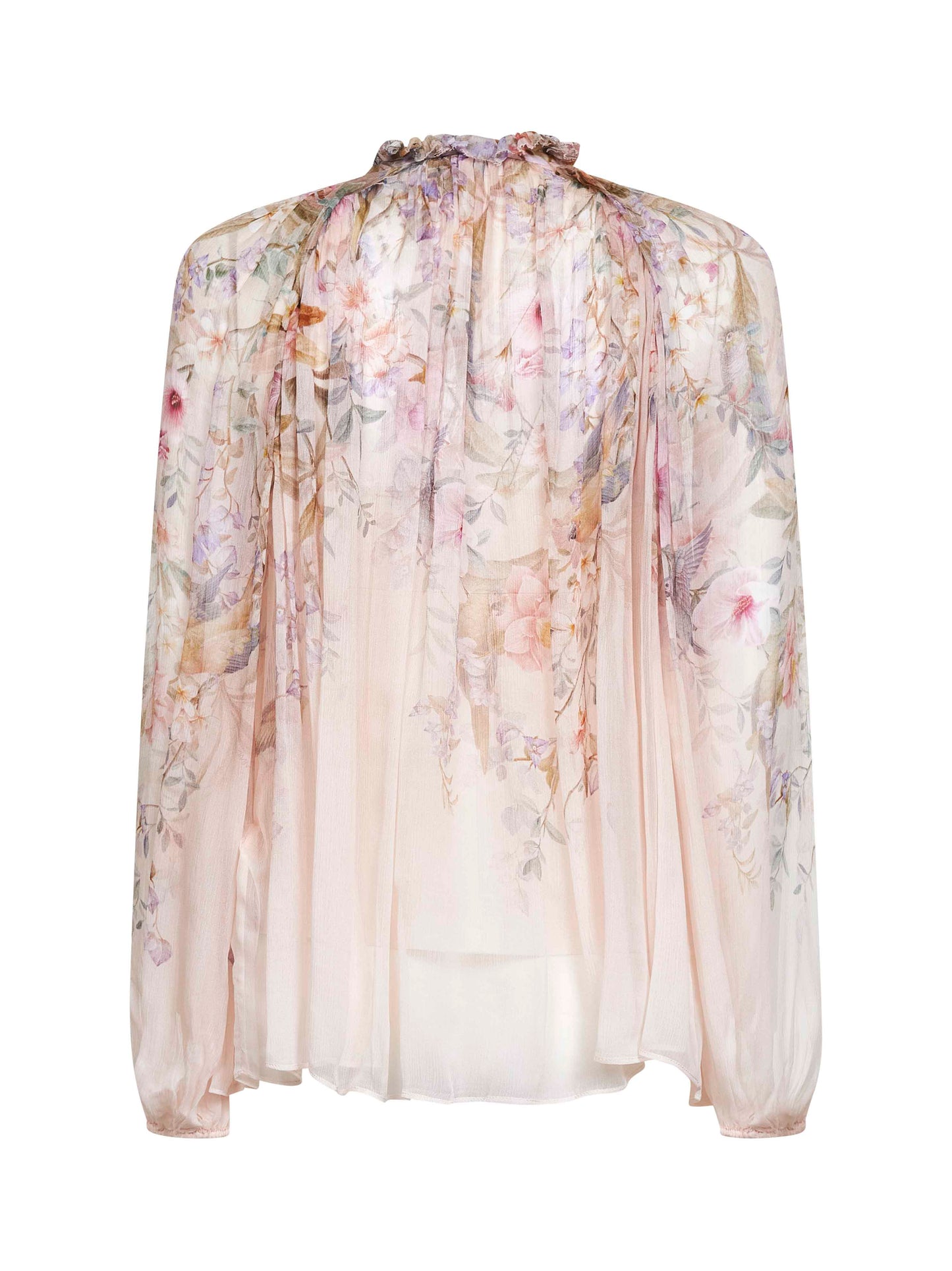 Aviary-print cream viscose Billow Rebellion blouse