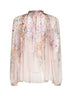 Aviary-print cream viscose Billow Rebellion blouse