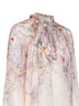 Aviary-print cream viscose Billow Rebellion blouse