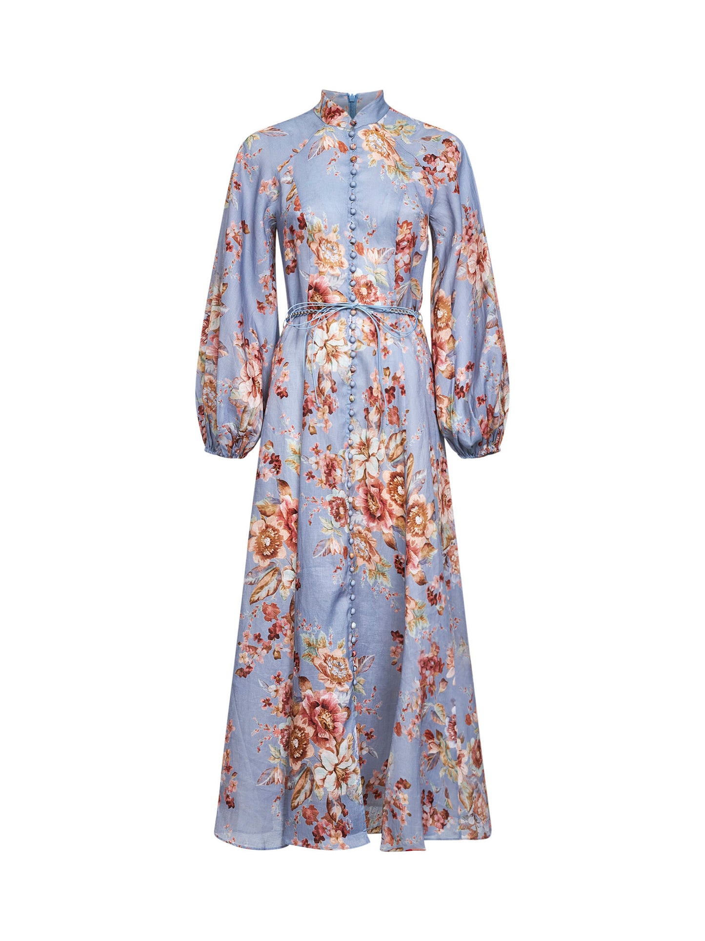 Light blue floral Chambray linen Awaken midi dress