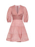Miniabito in tessuto plissé rosa polvere<BR/>