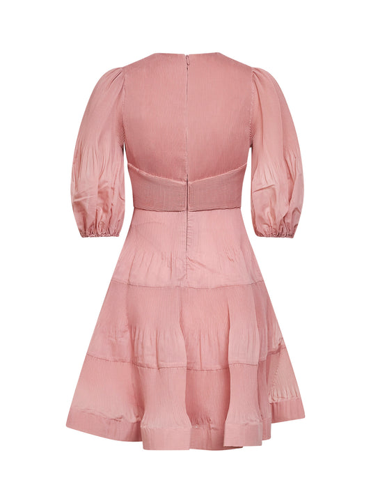 Dusty pink pleated mini dress